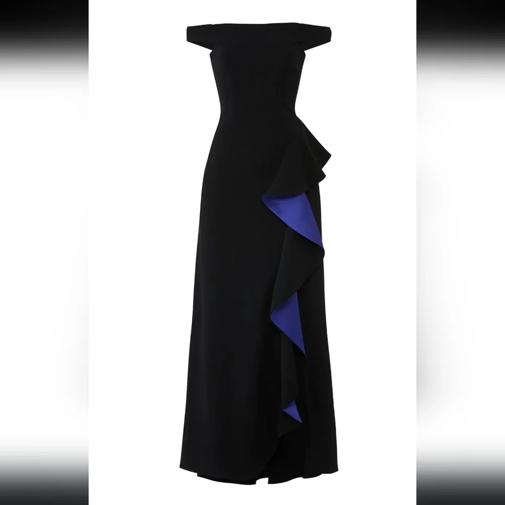 Slate & Willow Cobalt Contrast Ruffle Gown - Picture 2 of 8